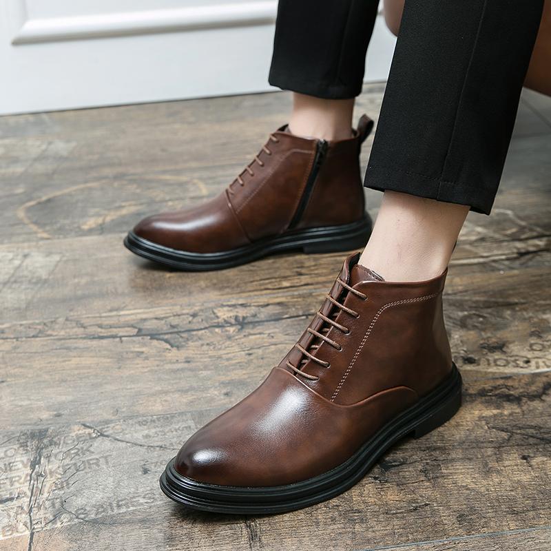 2025 Chelsea Δερμάτινες Μπότες Αστραγάλου Βρετανικές Ανδρικές Μυτερές Δέσιμο με Κορδόνια Ψηλές Αθλητικά Παπούτσια Μάρκας Παπούτσια Μαύρο Καφέ Μέγεθος 38-44