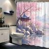 Zen Garden with Pagoda and Cherry Blossoms Shower Curtain - Water-Resistant, Easy to Clean, Adds a Peaceful and Oriental