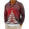 Men's Casual Christmas Print Button Long Sleeve Shirt
