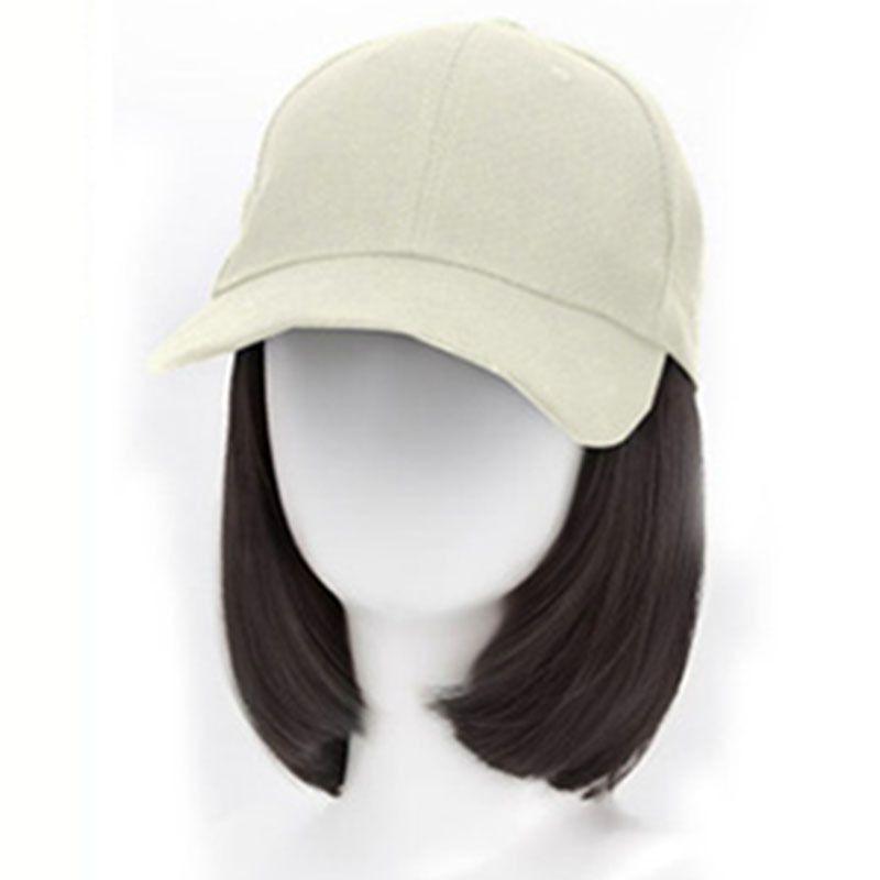 Bob Wig Cap: Women's Versatile Short-Style Synthetic Hair Baseball Cap for Full Gray Hair Coverage.