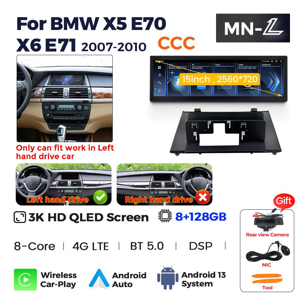 

15-дюймовий екран 3K Android Все в одному Для android bmw e70 x5 bmw x6 e71 Автомобільний радіо Мультимедійний плеєр для Carplay Android Auto BT 4G