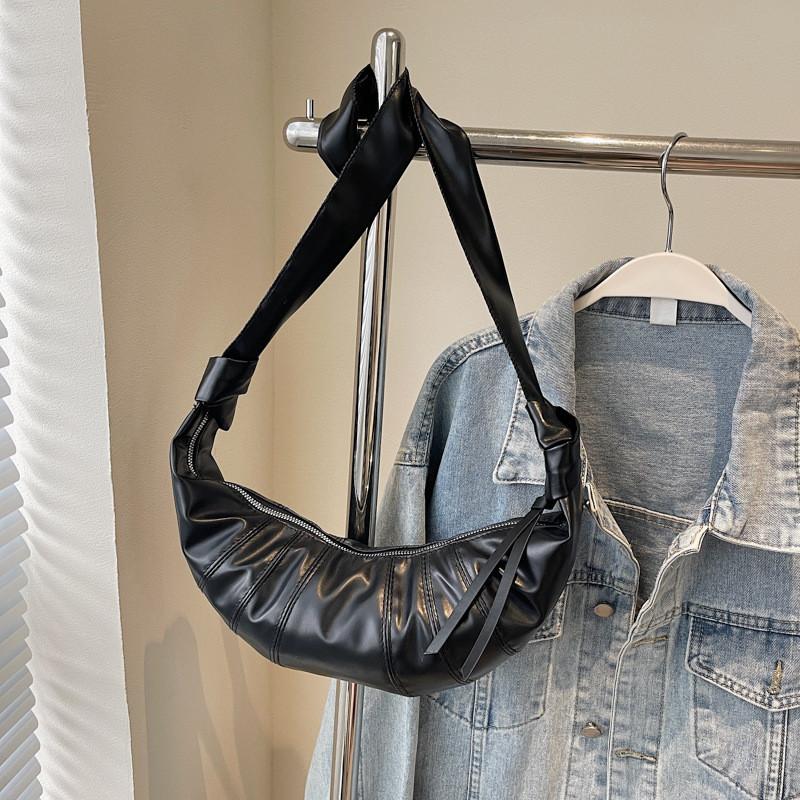 Trendy Mid-size Dumpling Bag For Women Featuring Soft Pu And Chic Street Style Black