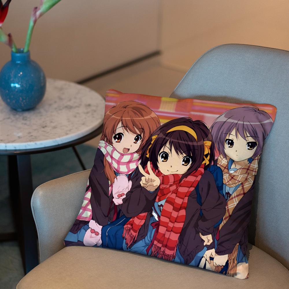 The Melancholy of Haruhi Suzumiya Cushion Cover 2-in-1 Reversible Plush Pillow Cover | Car/Sofa/Bed | Perfect Gift