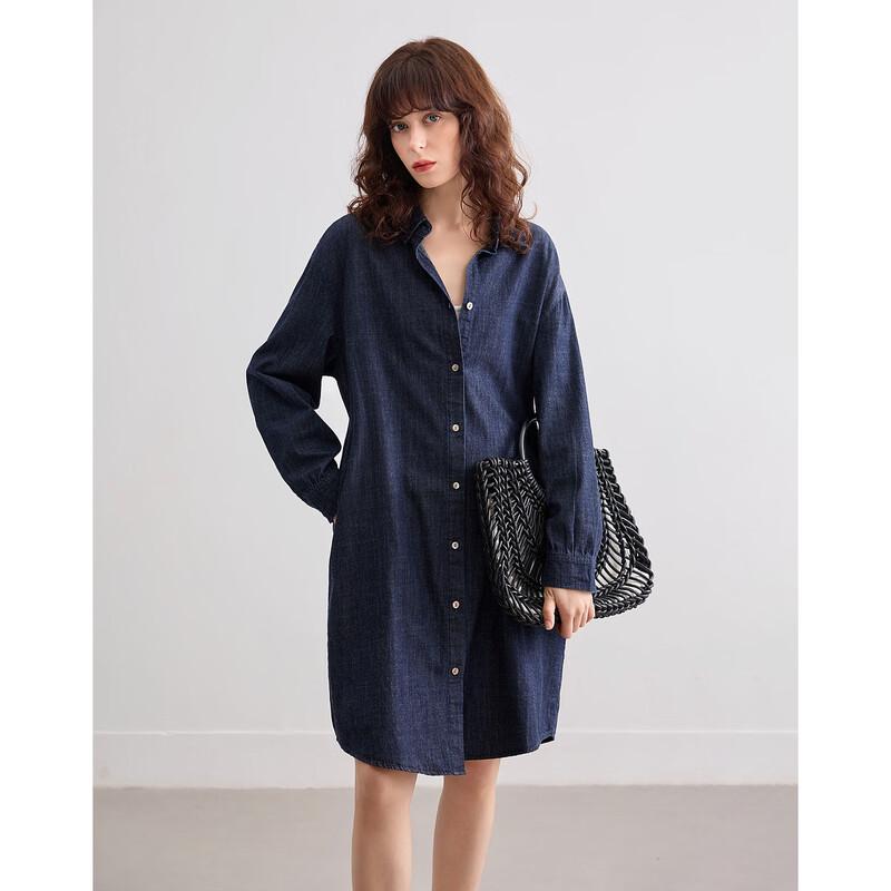 Demana Women s Loose Fit Denim Shirt Dress L