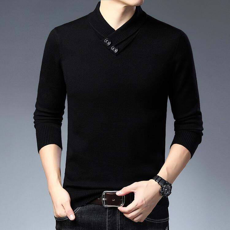 Pierre Cardin Men's Thickened Knit Pullover – Casual Autumn/Winter Long-Sleeved Sweater for Middle-Aged Men