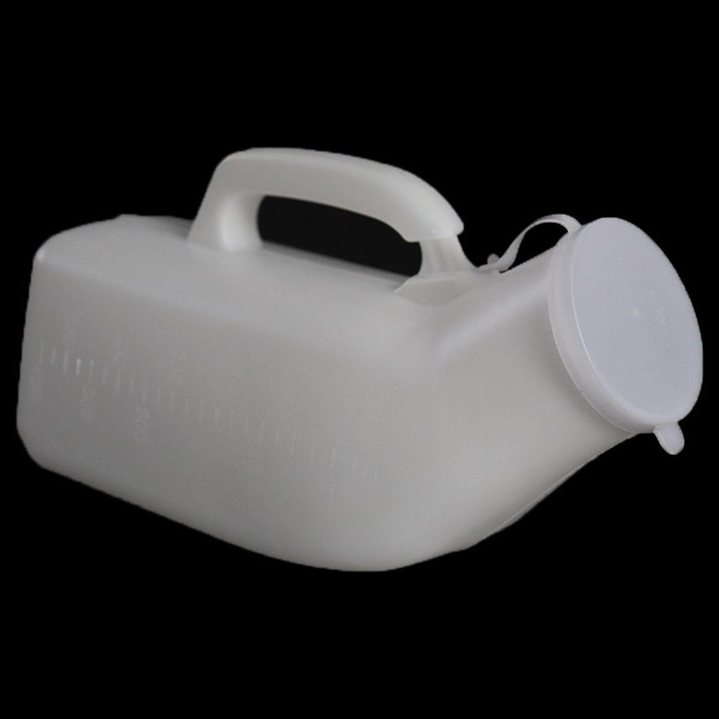 Male Urinal Plastic with Handle & Lid 1200ml Pee Bottle Men's Potty Bedpan for Hospital Emergency Car Camping Bedridden Patients