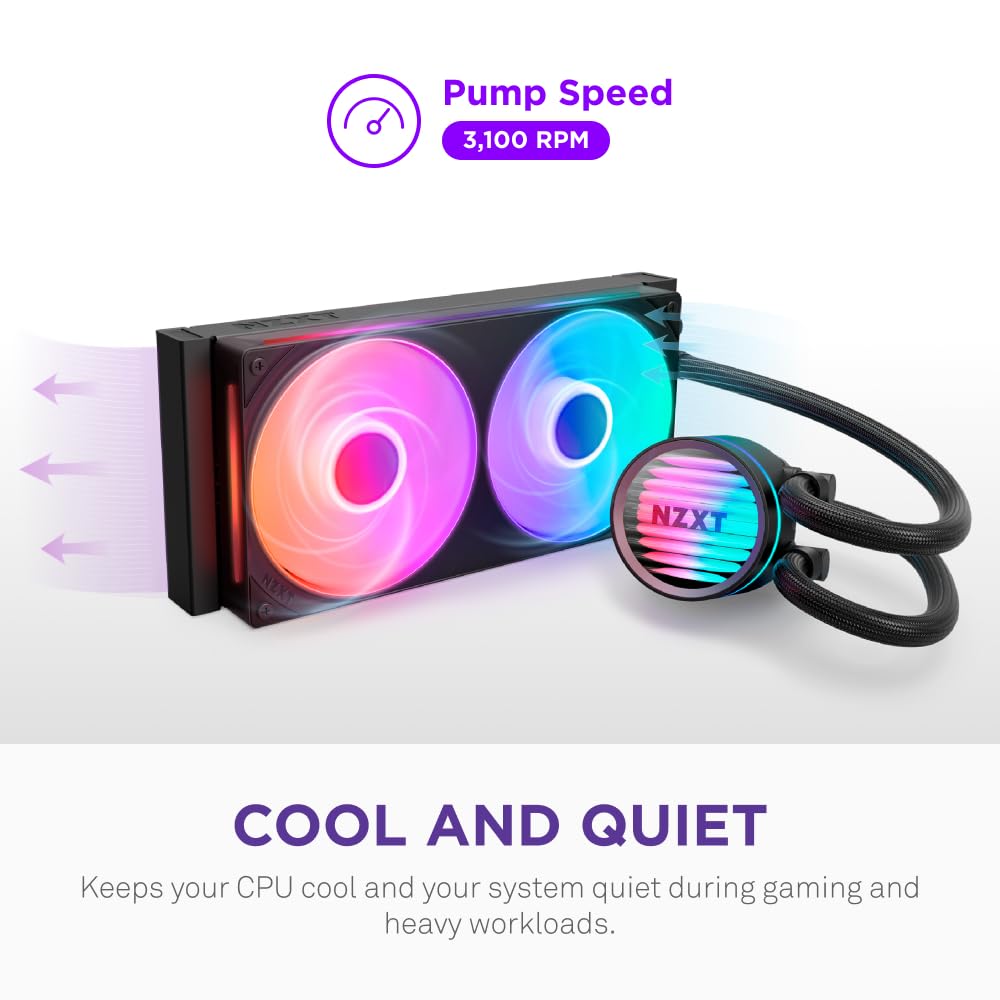NZXT Kraken Core 240 RGB 240mm Simple CPU Water-Cooled Cooler, Black, RL-KR24C-B1 (FN2480)