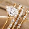 4 Pcs Stackable Rings for Women, Sparkly Cubic Zirconia Rings, Minimalist Statement Wedding Engagement Promise Rings