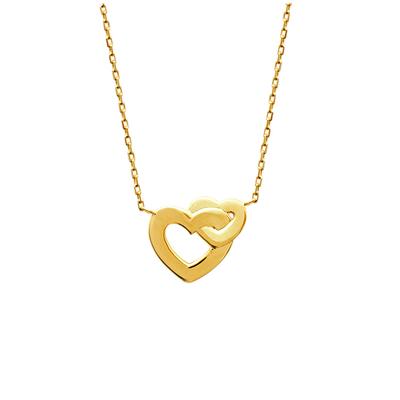 [M8844] - Vergoldete 'Love'-Halskette (2 Herzen) - 15 x 14 mm