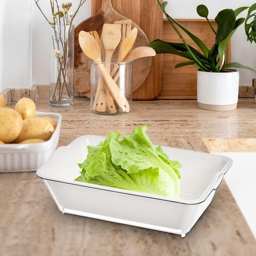 Drain Basin and Basket, Pasta Strainer, Colander Bowl Set for Spaghetti Vegetables Cleaning