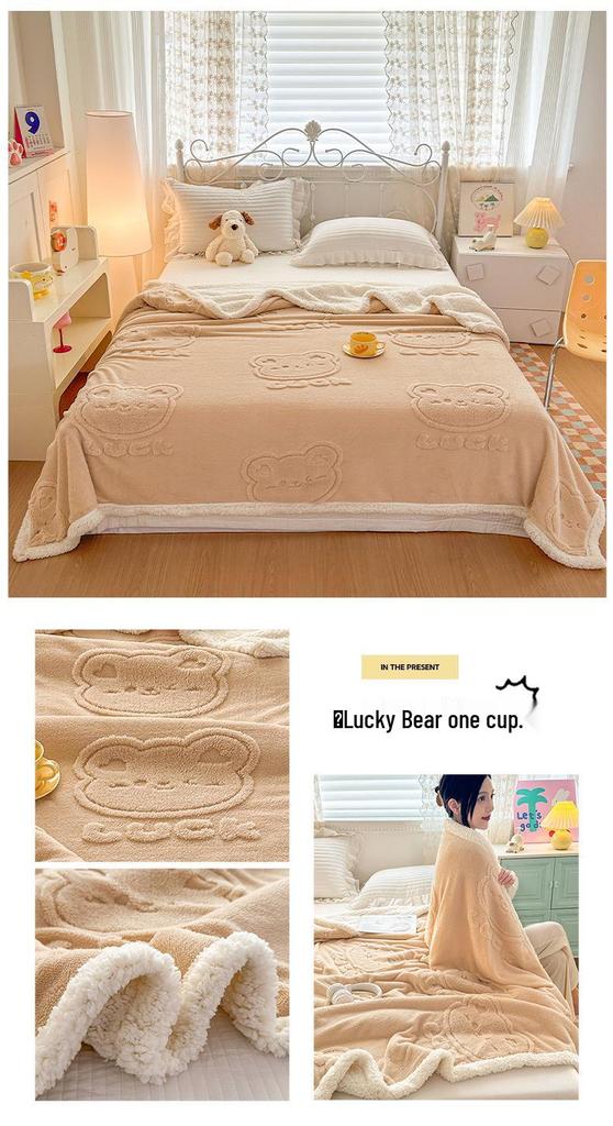 Thickened Double-Layer Taffy Lambswool Nap & Sofa Blanket
