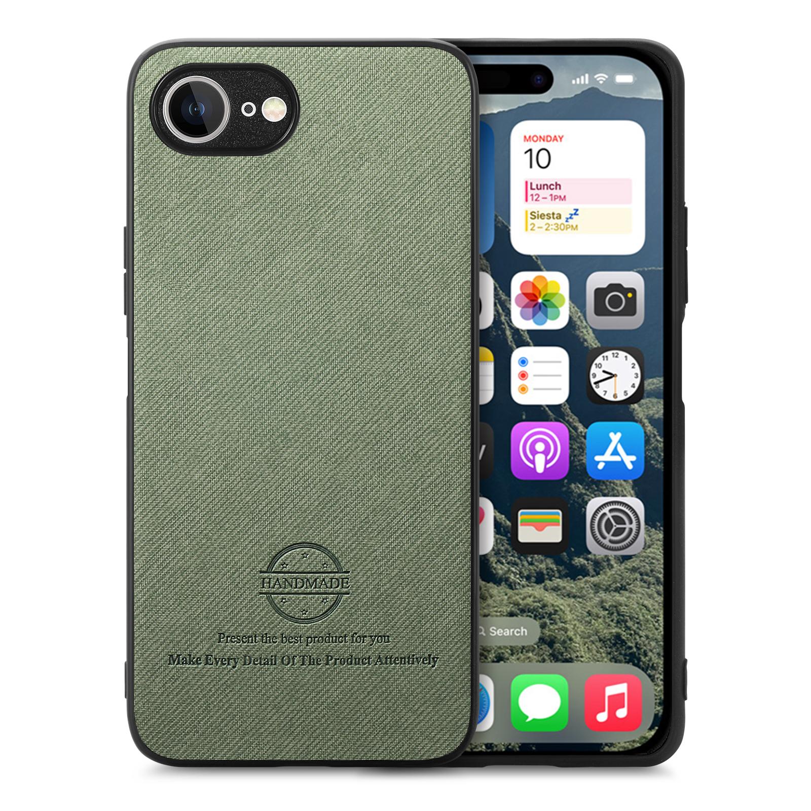 

For iPhone 16e Leather Phone Back Cover with Cloth Texture D