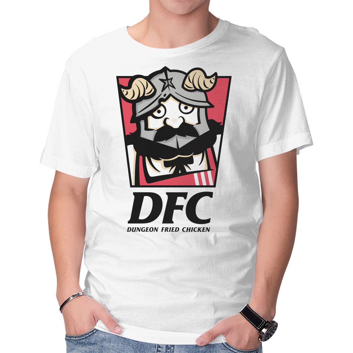 Unisex Crew Neck T-Shirt Dungeon Fried Chicken Graphic Short Sleeve Casual Tee S