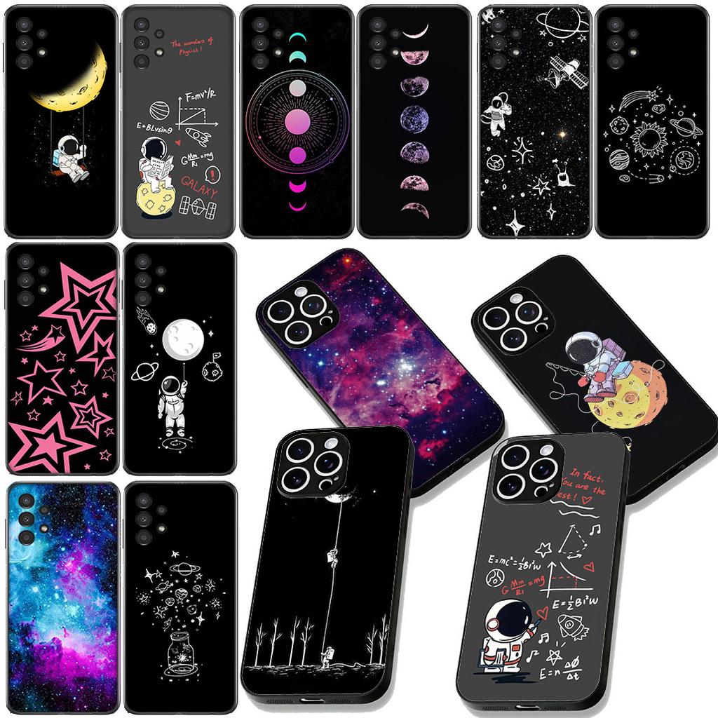 Moon Astronaut Stars Sky Universe Galaxy Phone Cover for OPPO A40 A60 A80 A38 A18 A17 A16 A78 A79 A54 A25 A57 4G 5G Case