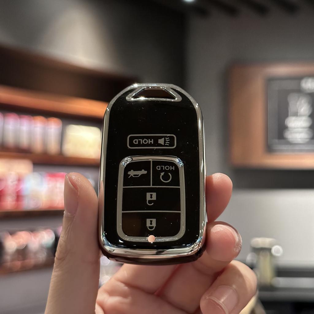 Auto-Schlüsselanhänger-Schutzhülle mit PU-Leder-Umhängeband für Honda Accord Civic CRV Pilot Odyssey Smart Key Holder