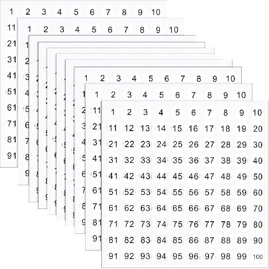 25 Sheets 1 to 100 Vinyl Consecutive Number Stickers 0.4 Inch Small Self-Adhesive Number Labels Waterproof Inventory Stickers Decal for Indoor,
