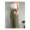 Women's Oil Green High Waist Linen Palazzo Pants