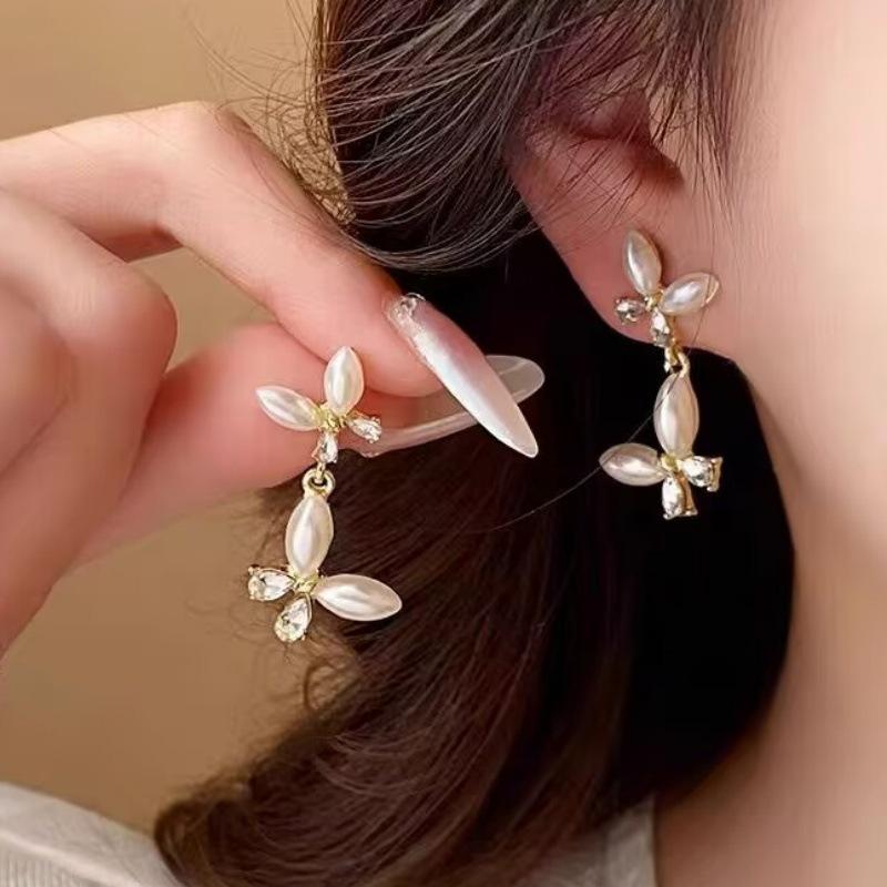 925 Silver Needle Geometric Pearl Earrings For Women Fashion Earrings Flowing Tassel Earrings Elegant Jewelry