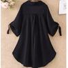 Women's Summer Loose Plus Size Mid-length Short-sleeved Chiffon Shirt  Waist Slimming Chiffon Shirt Women