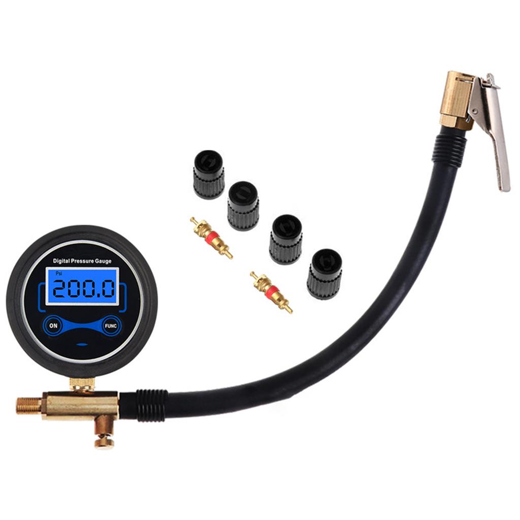 Tire Inflator Pump LCD Display Car Tire Pressure Inspection Tool Quick Connect Compact Digital Tire Inflator Hose Car Motorcycle