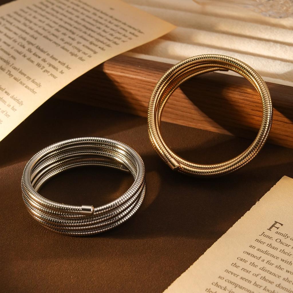 Spring Bracelet Creative Vacuum Furnace Electroplating Jewelry Multi-Layer Winding Elastic Ring Plain Ring Bracelet