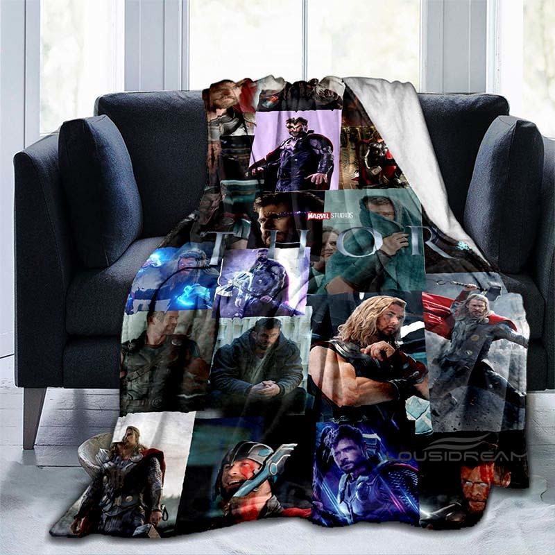 Customizable 2026 new Thor cartoon anime blankets bedroom decorations warm flannel sofa blankets suitable for home bedroom