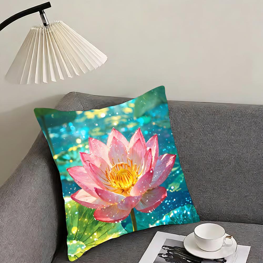 Lotus Fashion Cushion Cover Pillowcase Ultra Soft Skin Friendly Fabric Cloud Like Comfort  Concealed Zipper