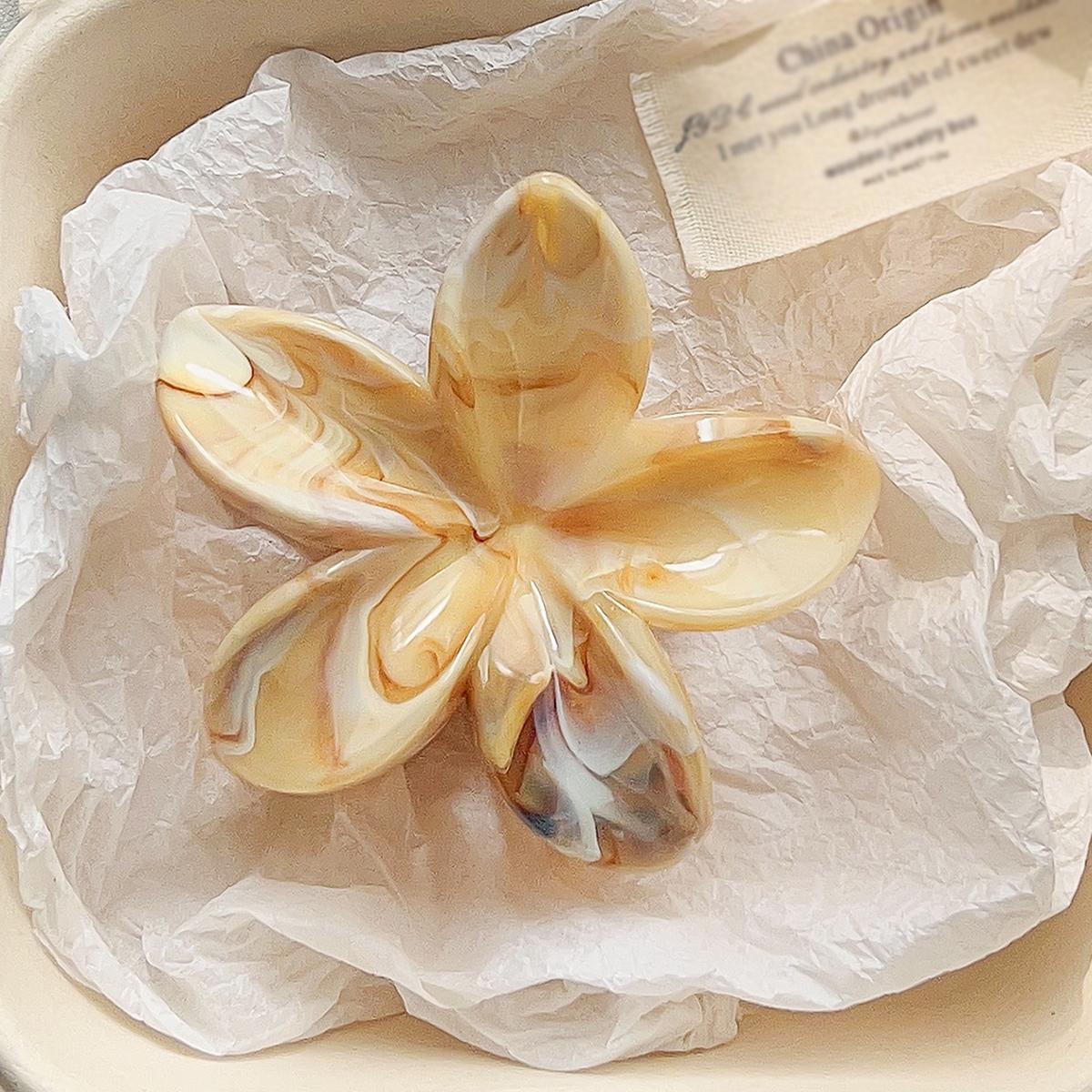 

2 шт. гавайские заколки-когти с цветами для женщин, заколки-когти с мраморными венами для тонких волос, милые пляжные аксессуары для волос жёлтый