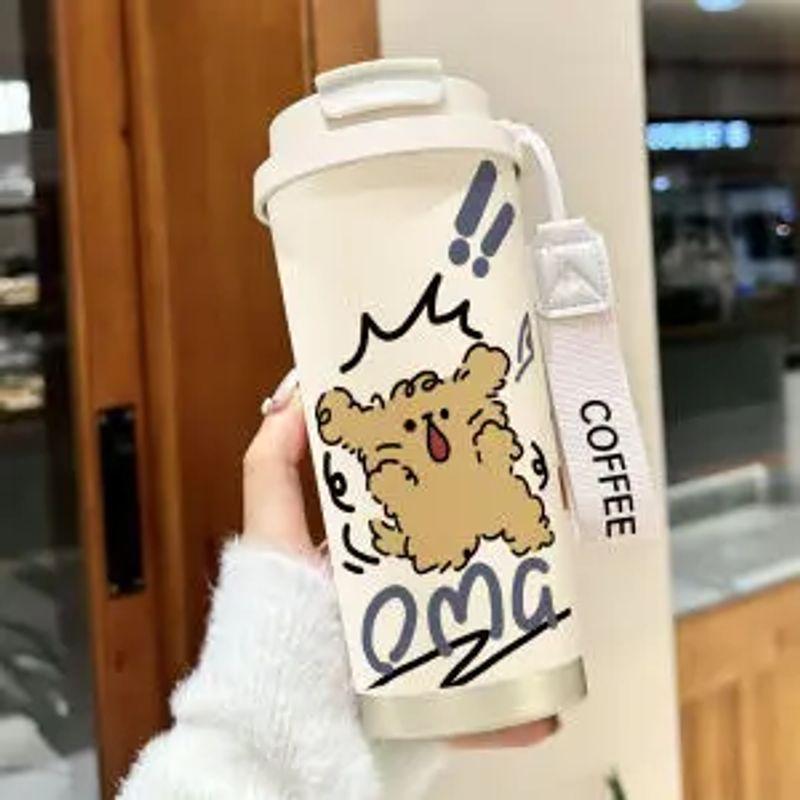 Butterfly Coffee Cup with Large Capacity, Insulated Cup with Straw, Portable Car Water Cup for Female Students, 316 Water Cup