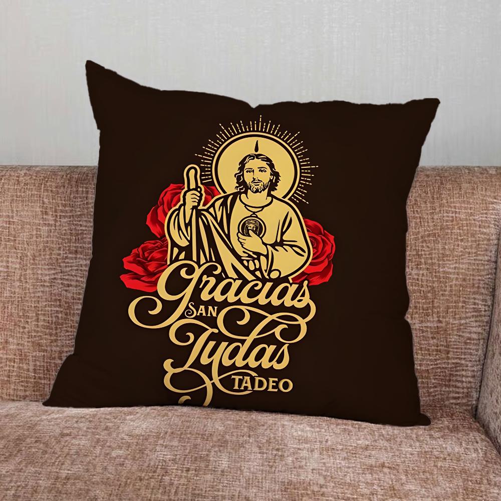 San J-Judas Tadeo Pillow Case For Home Bedroom Car Office Decoration Living Room Sofa Cushion Cover Suitable