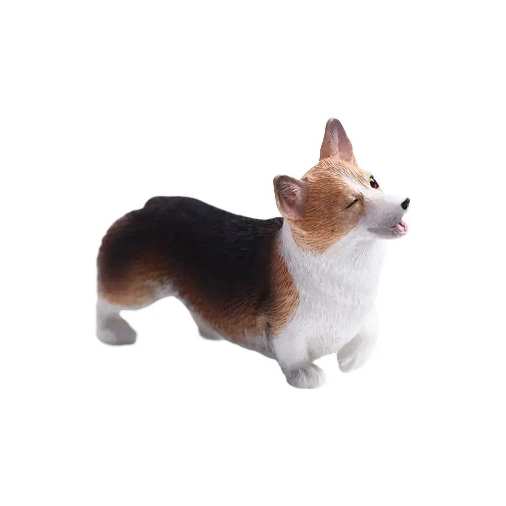 Figurines Mignonnes de Chiens de Simulation Miniatures Mini Animaux Corgi Modèle en Résine Ornement de Voiture pour Décoration de Maison Accessoires Cadeau pour Enfants