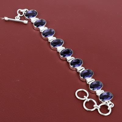 Faceted African Amethyst Bracelet Handmade Gemstone Bracelet 925 Sterling Silver Bracelet Adjustable Chain Bracelet Silver Jewelry For Gifts