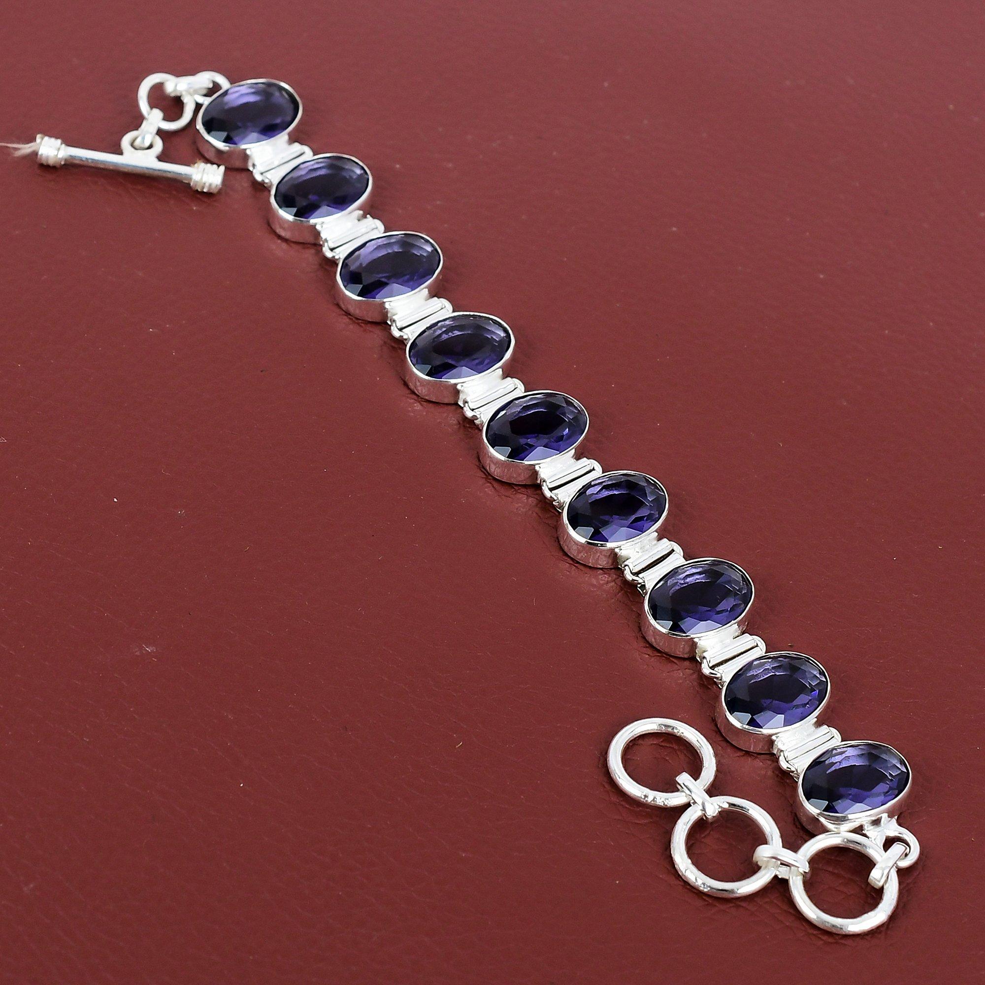 

Faceted African Amethyst Bracelet Handmade Gemstone Bracelet 925 Sterling Silver Bracelet Adjustable Chain Bracelet Silver Jewelry For Gifts Adjustable