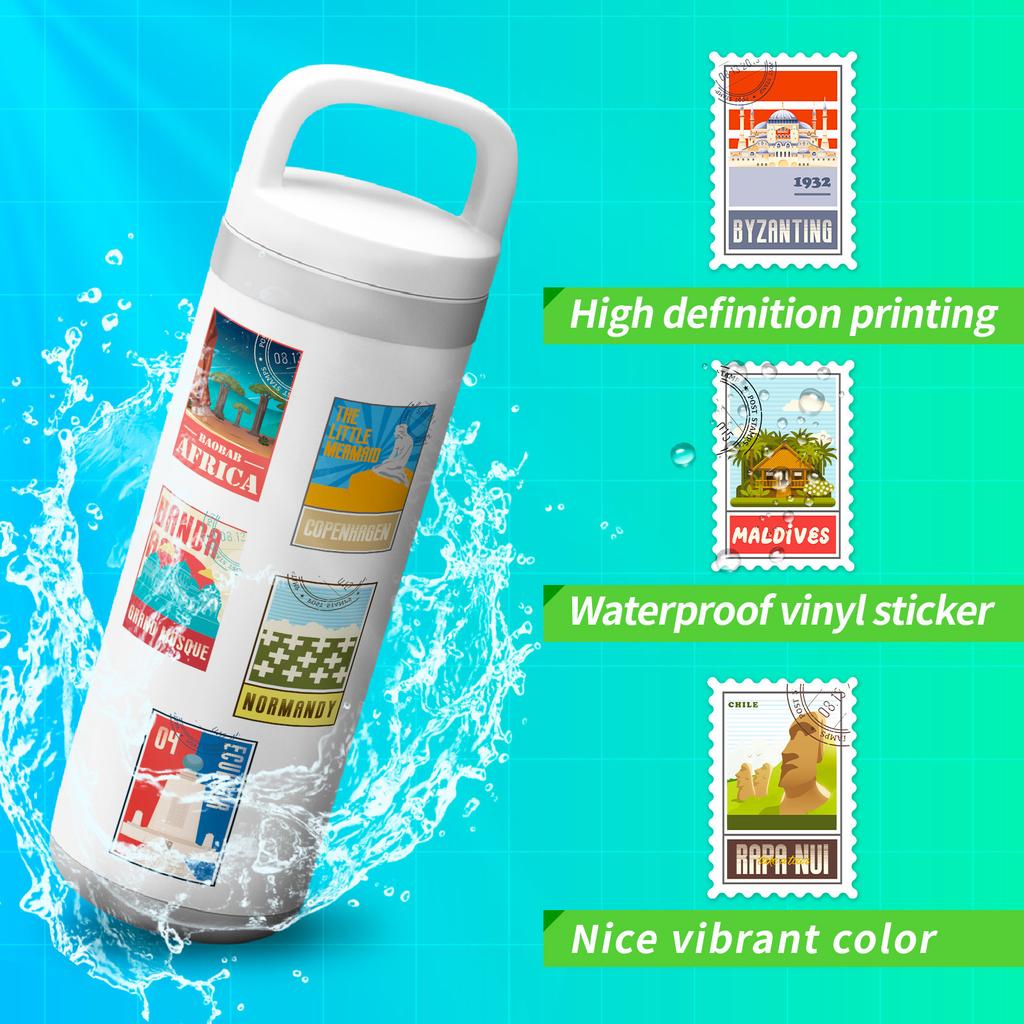 100 Stamps Mixed with Retro Travel Stickers Suitcase Laptop Mobile Phone Helmet Stickers 4 Pictures