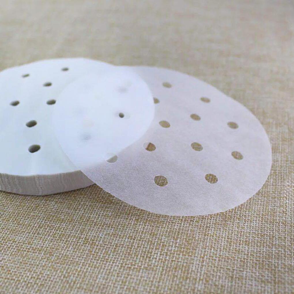 

100 шт. 7/8/9 дюймовых перфорированных ковриков для аэрофритюрницы с антипригарным покрытием, белая бумага для горшка для аэрофритюрницы, для приготовления на пару, выпечки, готовки, аксессуары