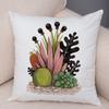 Botanical Garden Pillow Cover Mixed Succulents Cacti and Wildflowers Design Soft Square Cushion for Living Room 45x45cm