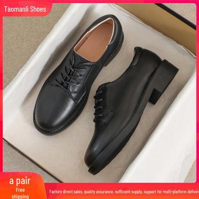 Damen Schwarze Leder Slipper mit Mittelhoch Absatz: Britischer Stil, Weichsohle für Herbst 2025