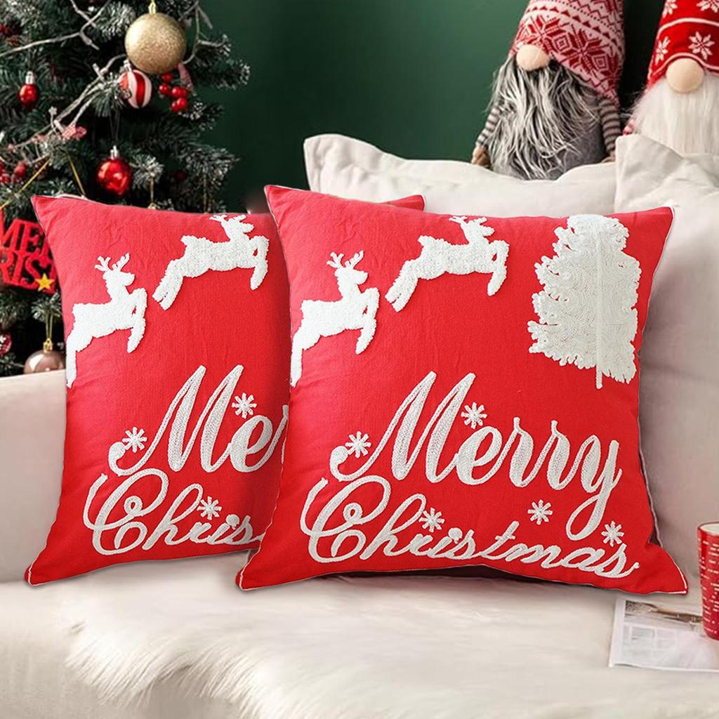 Christmas Pillow Cases Elegant Snowflake Cushion Pillowcase 18x18in Embroidery Snowflakes Christmas Cushion Covers For Home