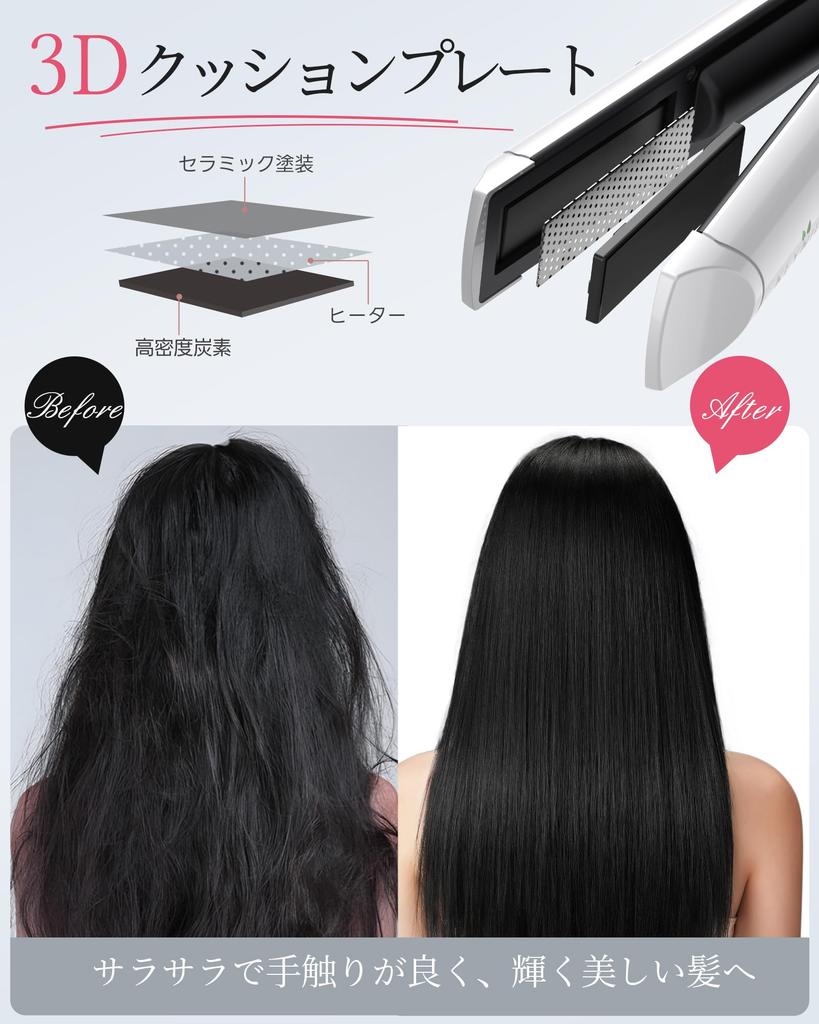 KEYNICE Cordless Mini Hair Straightening USB 15mm 3 Temperature Business White Iron, 2-Way & Curling, Rechargeable, Portable, Plates, Unisex,