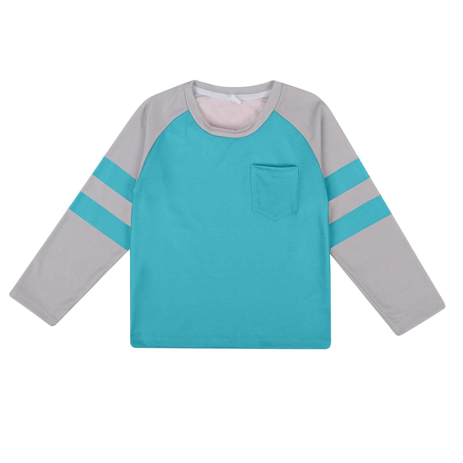

Girls Shirts For 4-15 Years Long Sleeve Raglan Crewneck Tops With Pocket 140