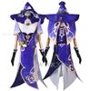 Genshin Lisa Kostium Cosplay Anime Gra Genshin Impact Lisa Peruka Sukienka Kapelusz Rękawiczki Stroje Lisa Kostium na Halloween Dla Kobiet