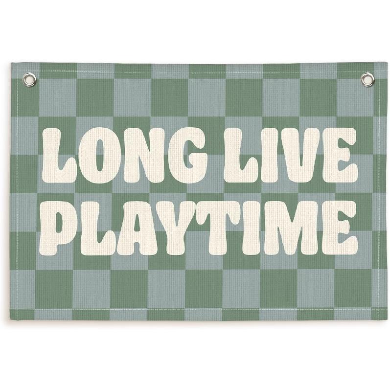 Lacama Vintage Blue Long Live Boyhood Boys Room Decor, Boy Nursery Decor, Linen Banner Wall Hanging Canvas Banner Flag Decor for Toddler Boy Room