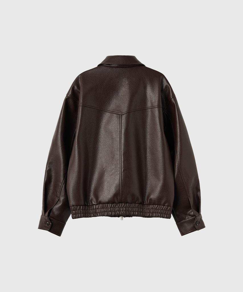 GENERALIDEA Vintage Faux Leather Jumper [Brown] / Gf3Ljp501