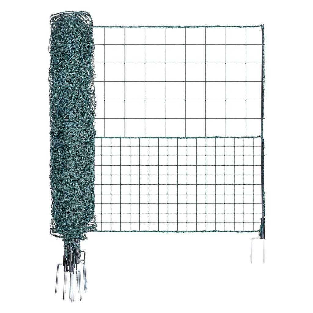 Temporary Fence with Posts, 1.25 x 25m Plastic Mesh Fencing, Garden Safety Fences Netting with Double-Spike Stakes & Guy Ropes, Temporary Fence for