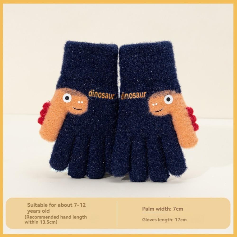 Warm Plush Five-finger Gloves 7-12 Years Old Kids Gloves Cute Winter Knitted Gloves  Boys and Girls