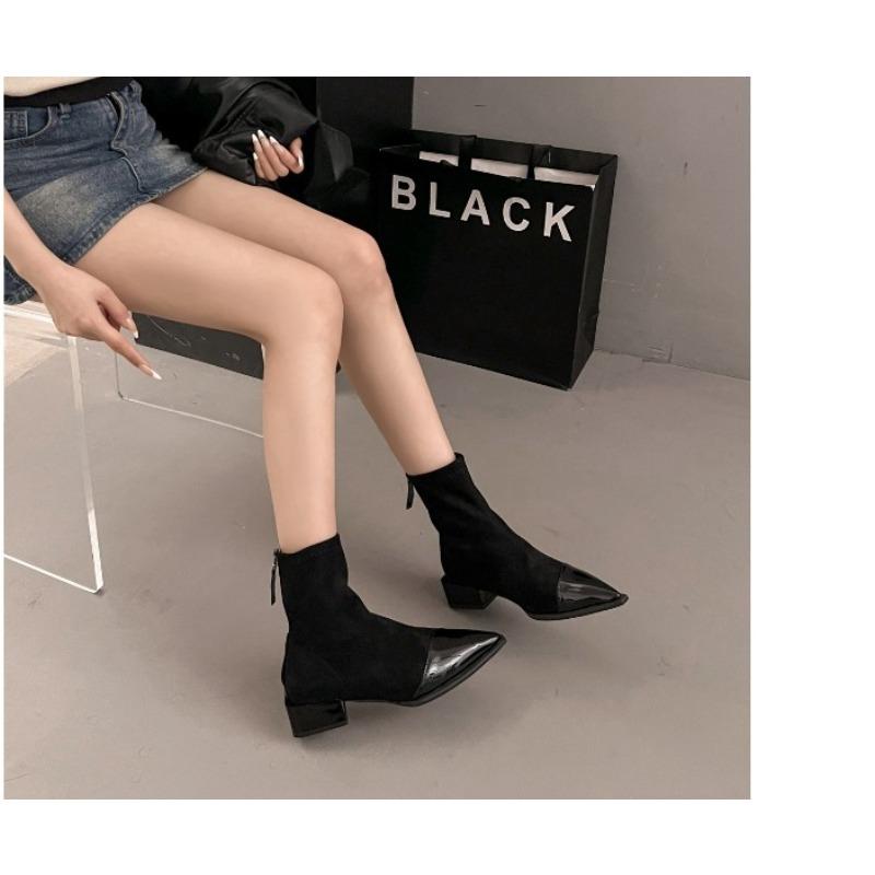 On Retro Pointed Ankle Boots with French 2026 New Autumn and Winter Fashiperament High Heels and Zipper Short Boots