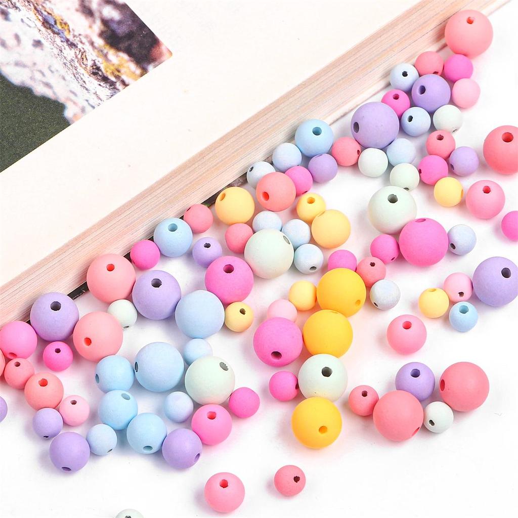 6/8/10mm Plastic Acrylic Macarons Candy Solid Color Loose Beads For Necklace Bracelet DIY Jewelry Making