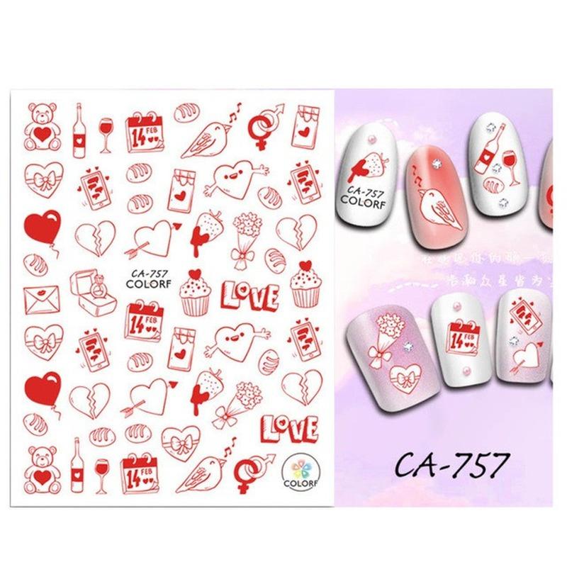 

Sexy Lips New Year Slider Valentine s Day Beating Love Heart Design Abstract Pattern Cartoon Fashion Nail Sticker