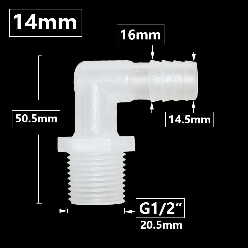 6/8/10/12/14/16/18/20mm Hose Elbow Connector To 1I2 3/4 Inch Male Thread 90 Degrees Barb Fittings Irrigation System Pipe Coupler