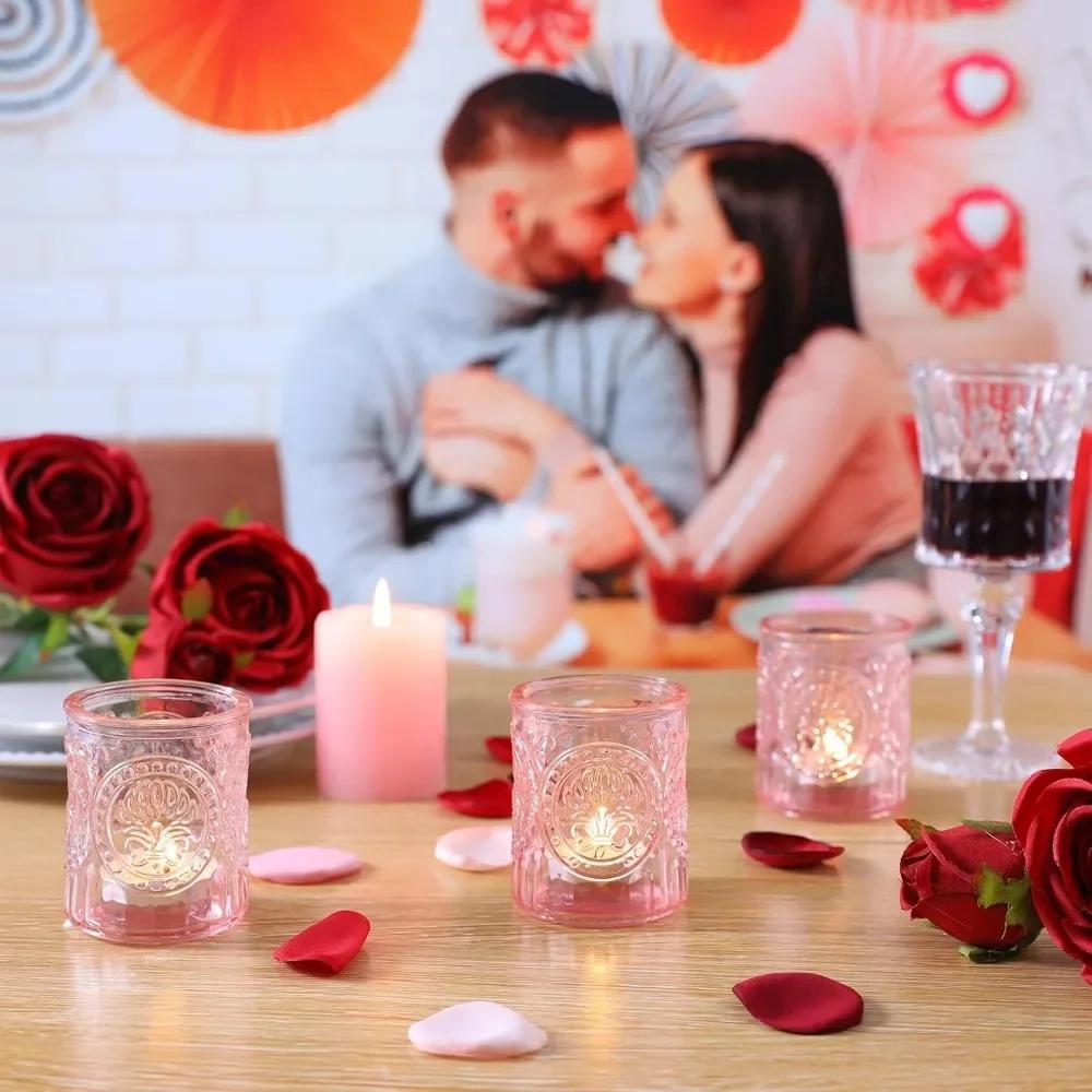6/12Pcs Votive Glass Candle Holders Wedding Centerpieces Table Decoration LED Candle Tea Light Candlestick for Party Decorations